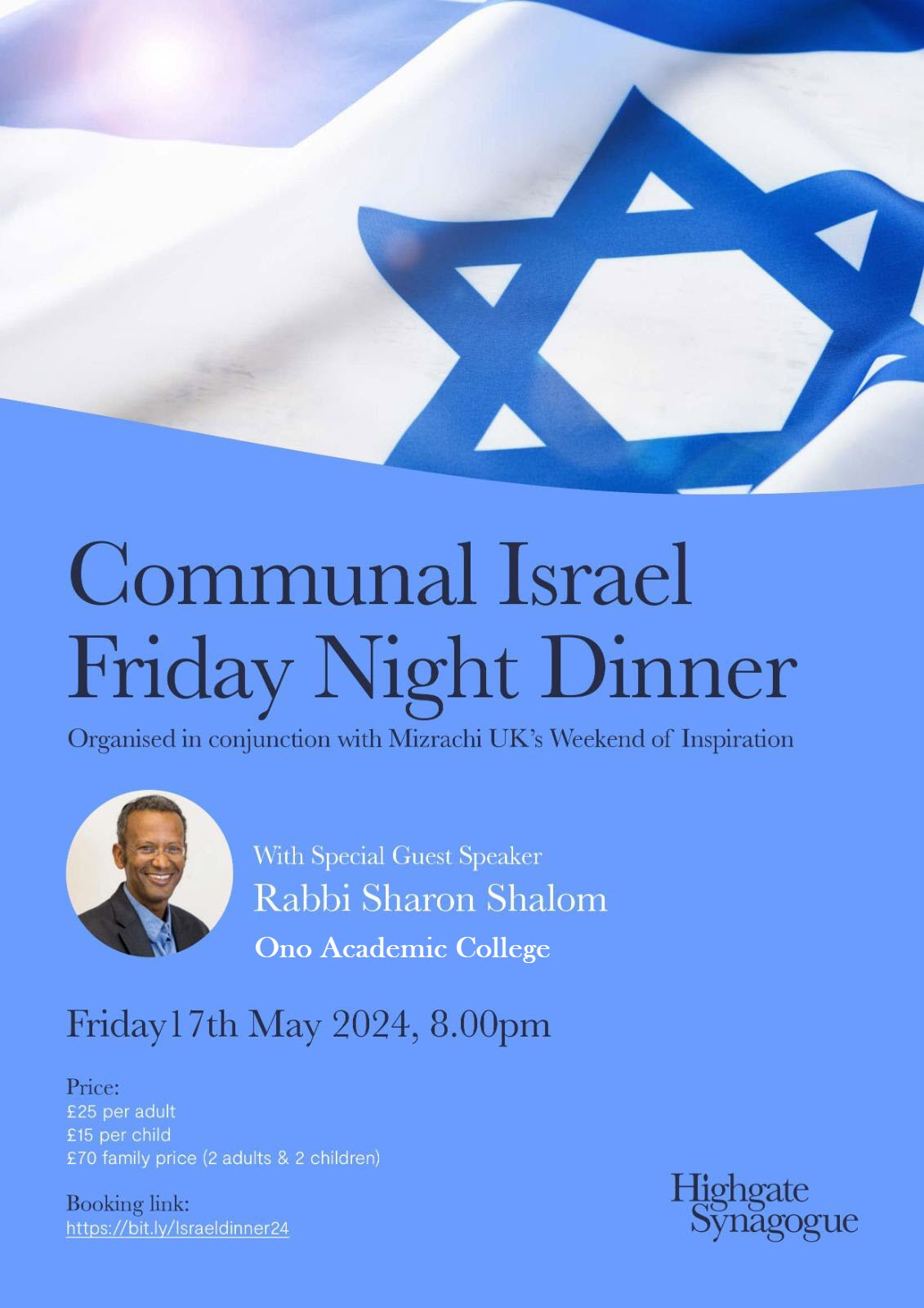 Invitation to Rabbi Shalom's Communal Dinner in London